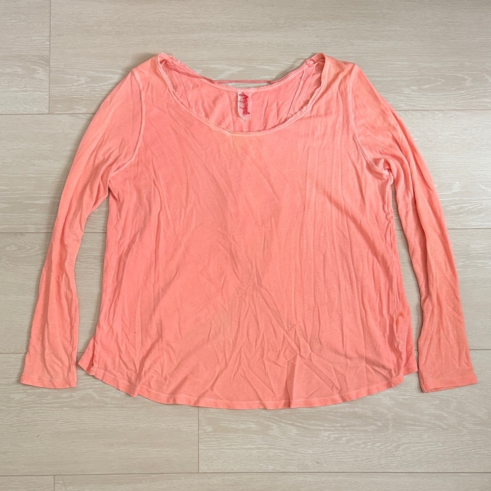 Free People Peach Long Sleeve Top